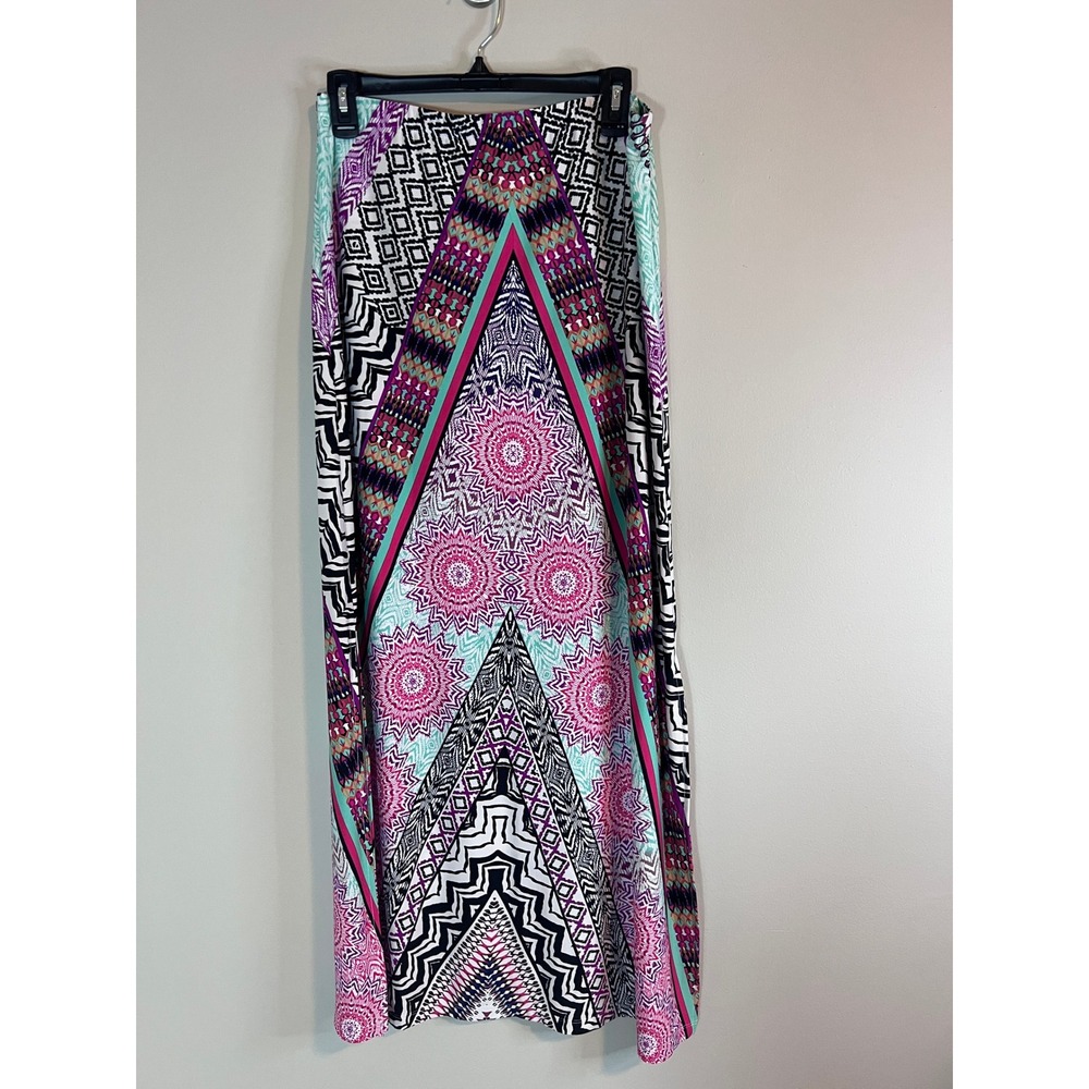 Cato Womens Geometric Mandala Print Maxi Skirt Pink Black White Size Medium